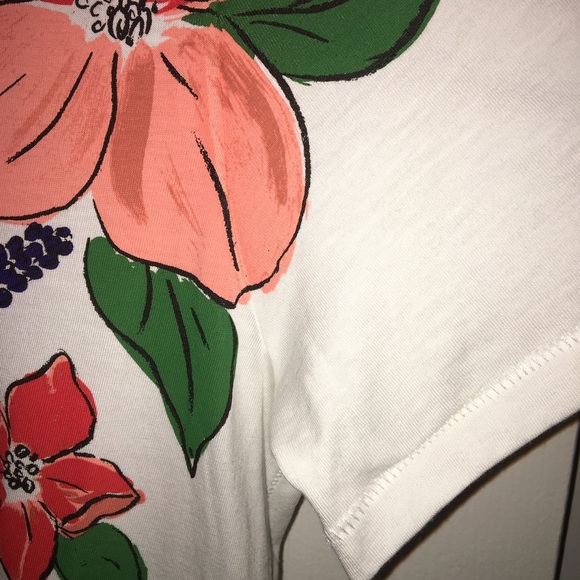 TORY BURCH NWOT AUTHENTIC 100% PIMA COTTON V-NECK FLORAL BLOUSE T-SHIRT - Picture 11 of 16